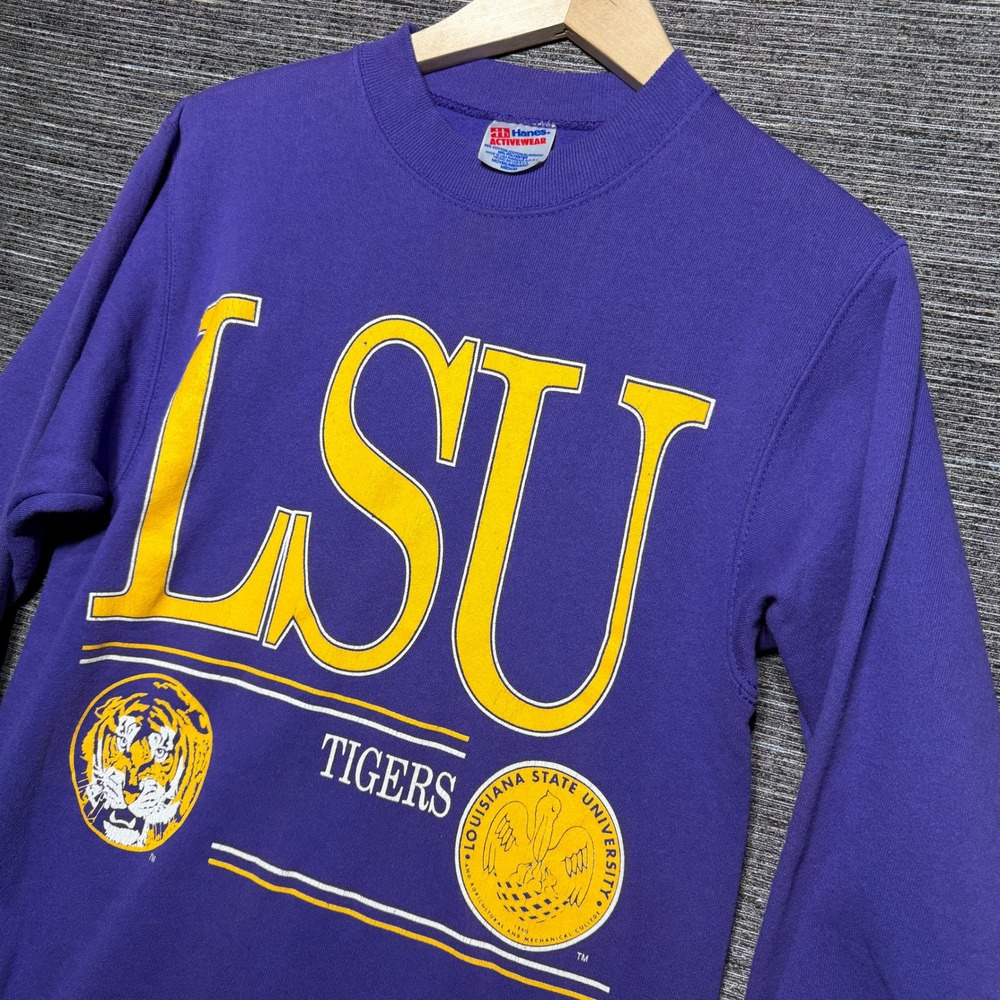LSU Tigers Sweatshirt Mens Medium Purple LS Activewear Vintage Made in USA